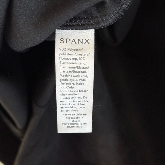 SPANX Black Faux Micro Suede Midi Column Dress Short Sleeve Size Medium - Picture 5 of 5